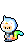 A pixel character with a cape